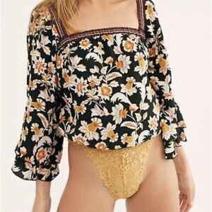 Free People Floral Bodysuit
